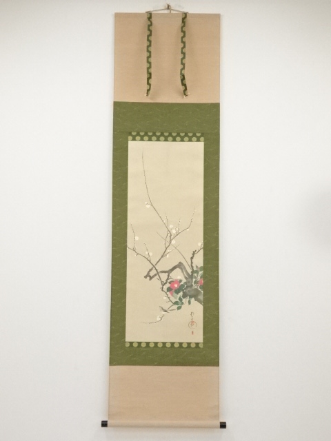 JAPANESE HANGING SCROLL / PRINTED / FLORAL PLANTS / HOITSU SAKAI